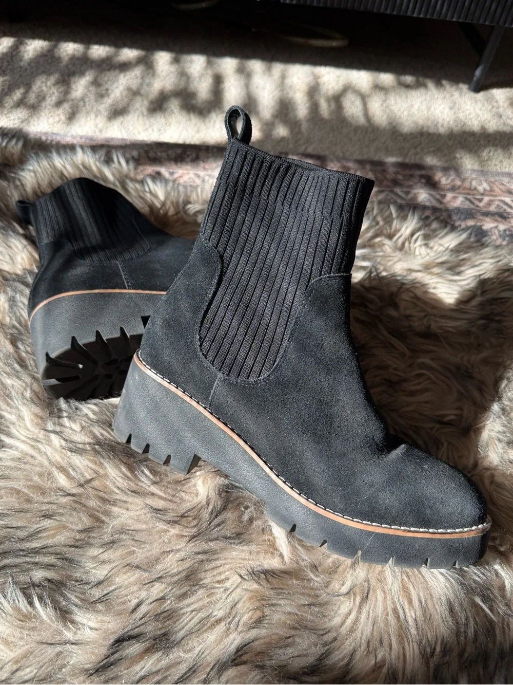 Blondo Waterproof Black Suede Chelsea Wedge Boots - Women